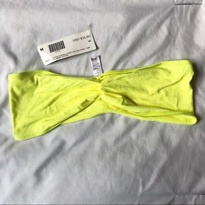 American Apparel Neon Yellow Ruched Front Tube Top